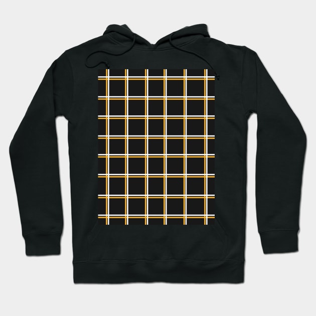 Black with Mustard Yellow Square Grid Hoodie by OneThreeSix